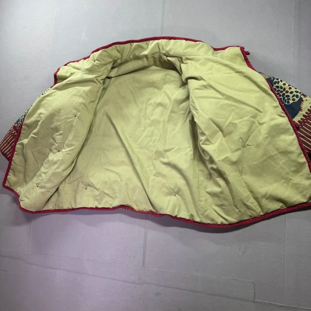 Asian Jacket Kids S/M Cows Horses Quilted Imperial Tang Chinese‎ Toggle Button
